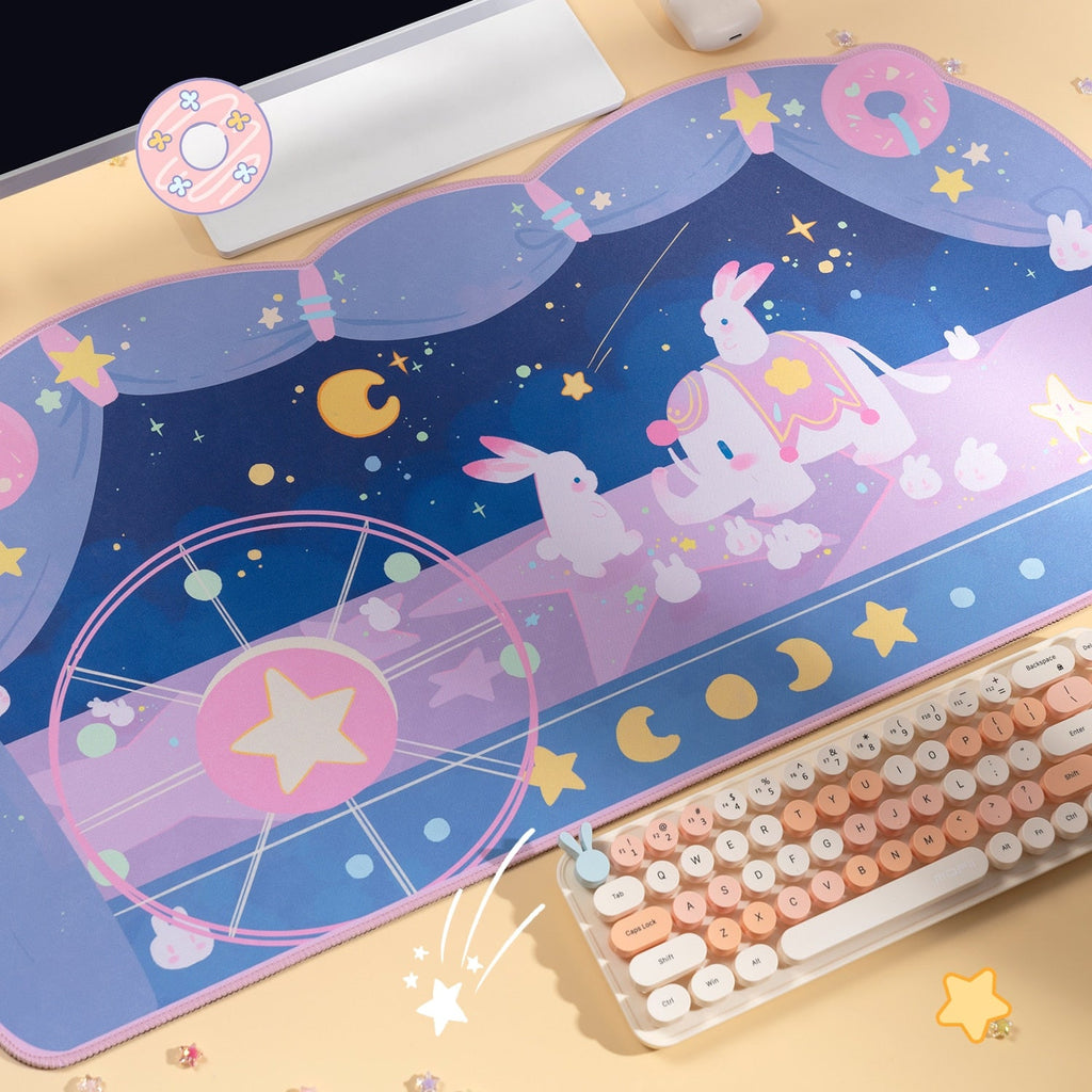 Bunny Circus Moon Extra Large Desk Mouse Pad Home Decor by The Kawaii Shoppu | The Kawaii Shoppu