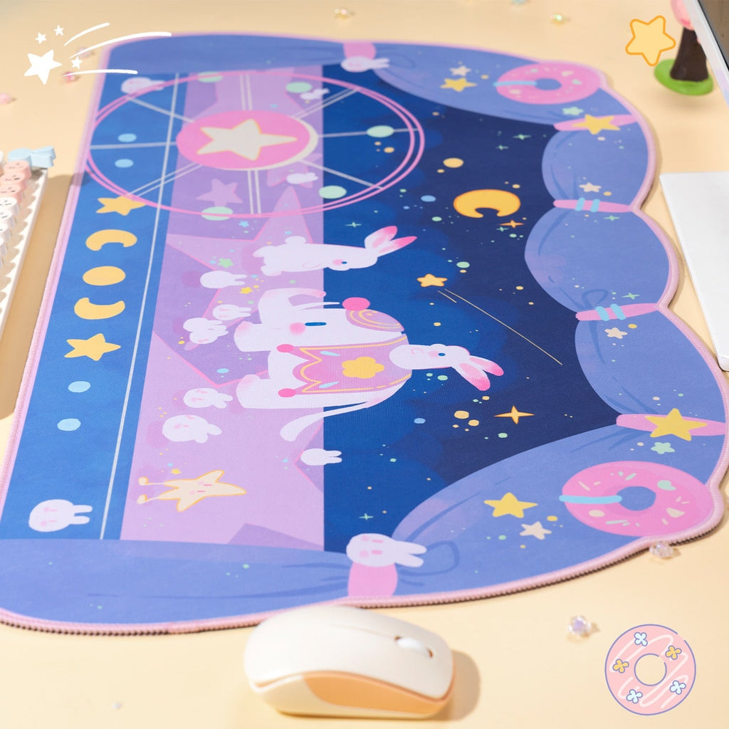 Bunny Circus Moon Extra Large Desk Mouse Pad Home Decor by The Kawaii Shoppu | The Kawaii Shoppu