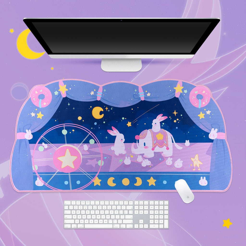 Bunny Circus Moon Extra Large Desk Mouse Pad Home Decor by The Kawaii Shoppu | The Kawaii Shoppu