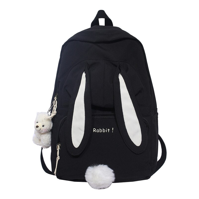 Bunny Ears Kawaii BackPack Black With Pendant Bags by The Kawaii Shoppu | The Kawaii Shoppu
