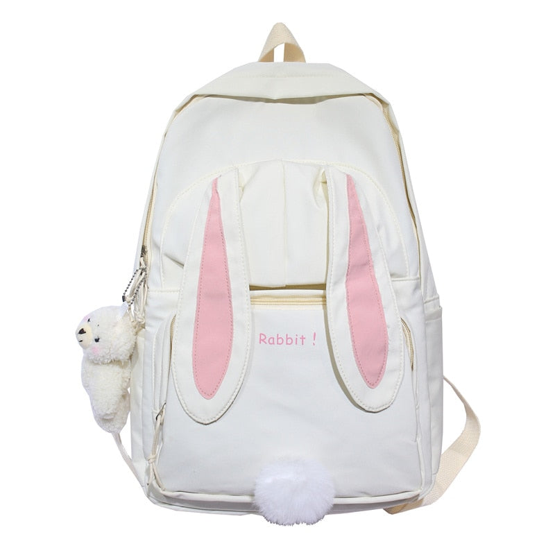 Bunny Ears Kawaii BackPack white With Pendant Bags by The Kawaii Shoppu | The Kawaii Shoppu