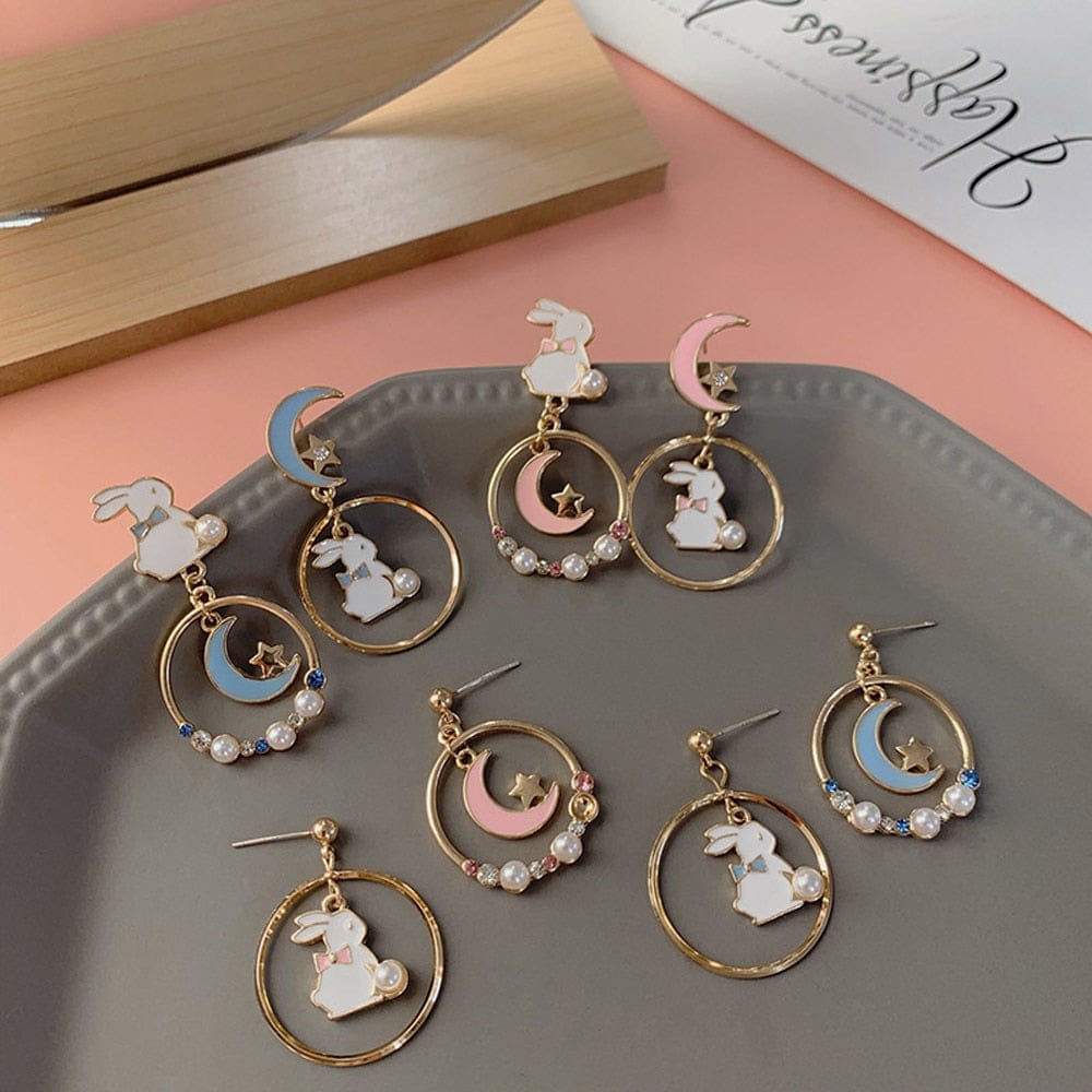 Bunny Moon Drop Earring Accessory The Kawaii Shoppu