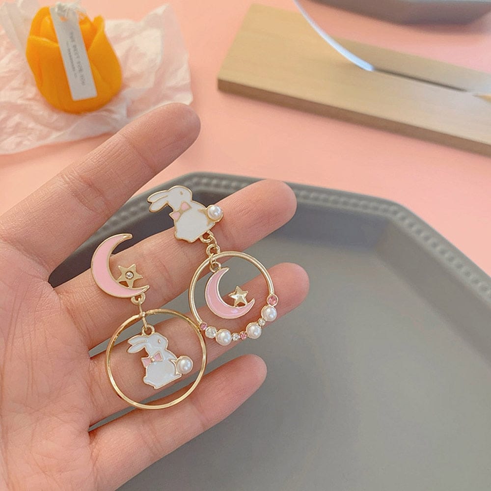 Bunny Moon Drop Earring Accessory The Kawaii Shoppu