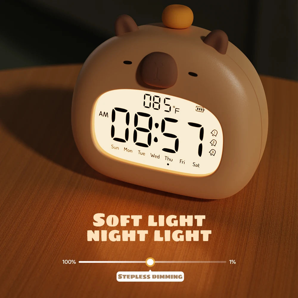 Capybara Bedside LED Digital Alarm Clock Yellow Electrical by The Kawaii Shoppu | The Kawaii Shoppu