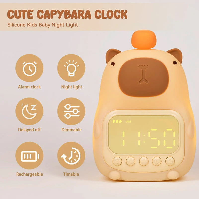 Capybara Night Light Alarm Clock Capybara Night Light Electrical by The Kawaii Shoppu | The Kawaii Shoppu