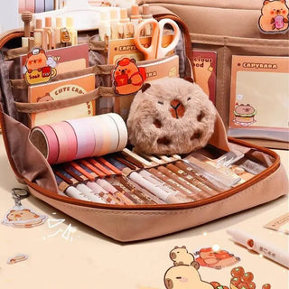 Capybara Stationery Set – Multi-Layer Storage Pencil Case with Accessories