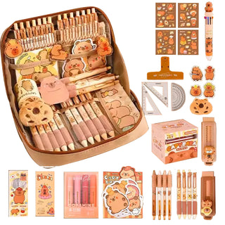 Capybara Stationery Set – Multi-Layer Storage Pencil Case with Accessories
