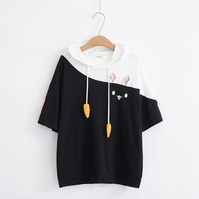 Carrot Bun Bun Kawaii Hoody Tee Black L Fashion The Kawaii Shoppu