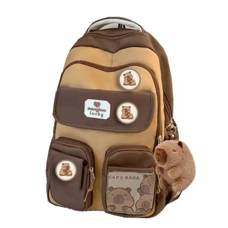 Casual Cozy Capybara Study Backpack Bag Bag by The Kawaii Shoppu | The Kawaii Shoppu