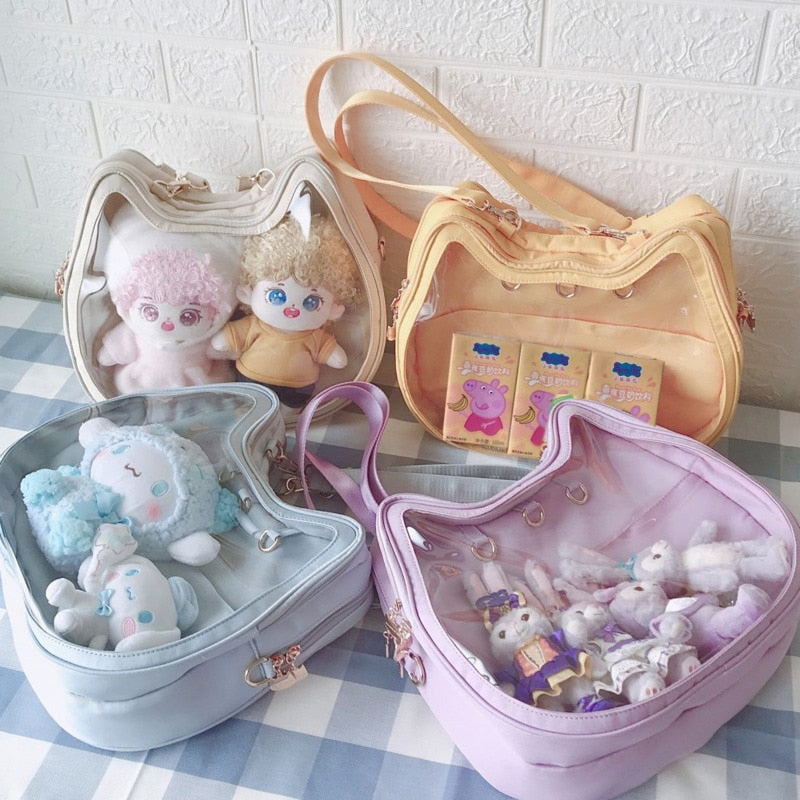 Cat Face Transparent Ita Bag Bag by The Kawaii Shoppu | The Kawaii Shoppu