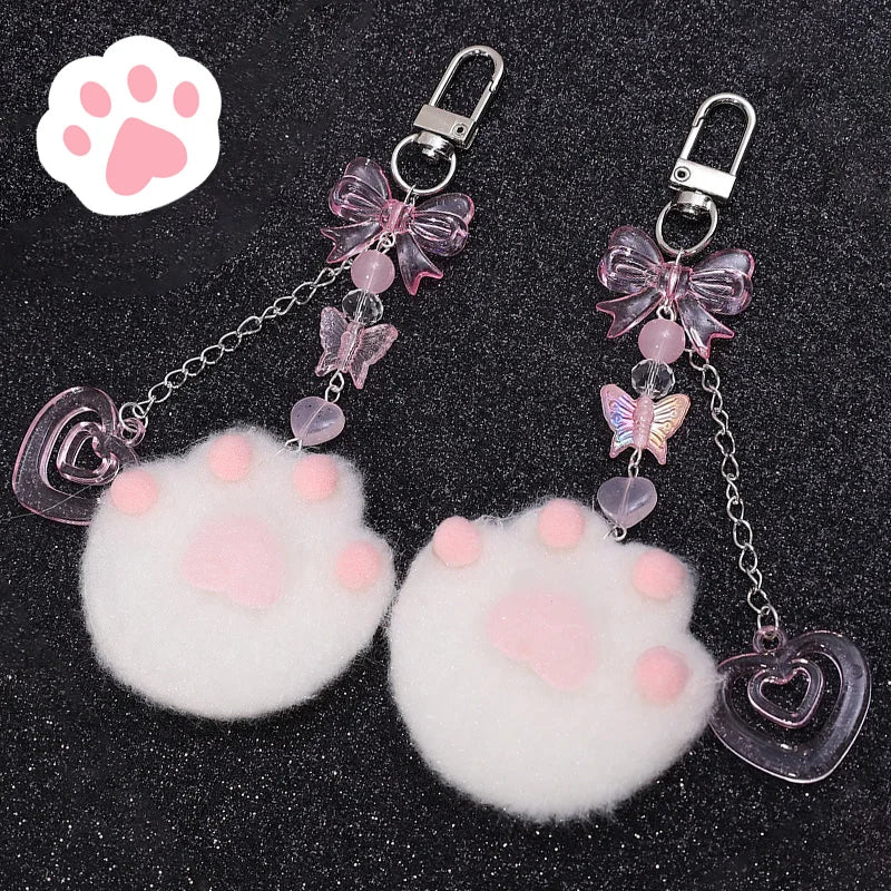 Cat Paw Plush Aesthetic Keychain 1 PC Cat Paw Keychain Accessories by The Kawaii Shoppu | The Kawaii Shoppu