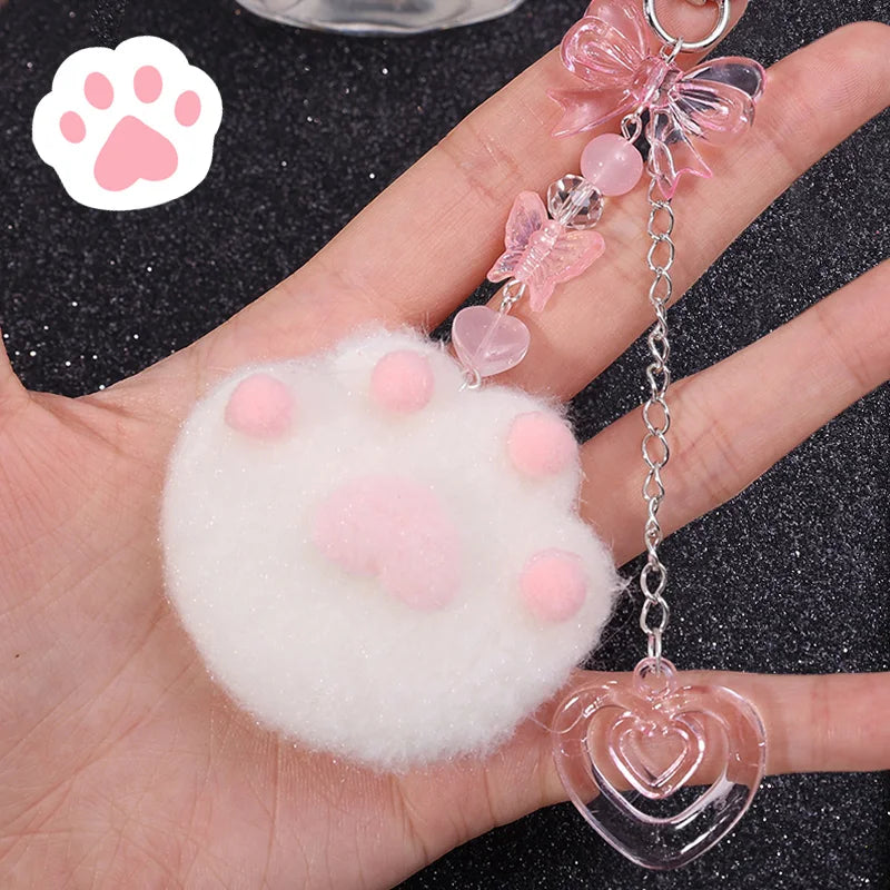 Cat Paw Plush Aesthetic Keychain 1 PC Cat Paw Keychain Accessories by The Kawaii Shoppu | The Kawaii Shoppu