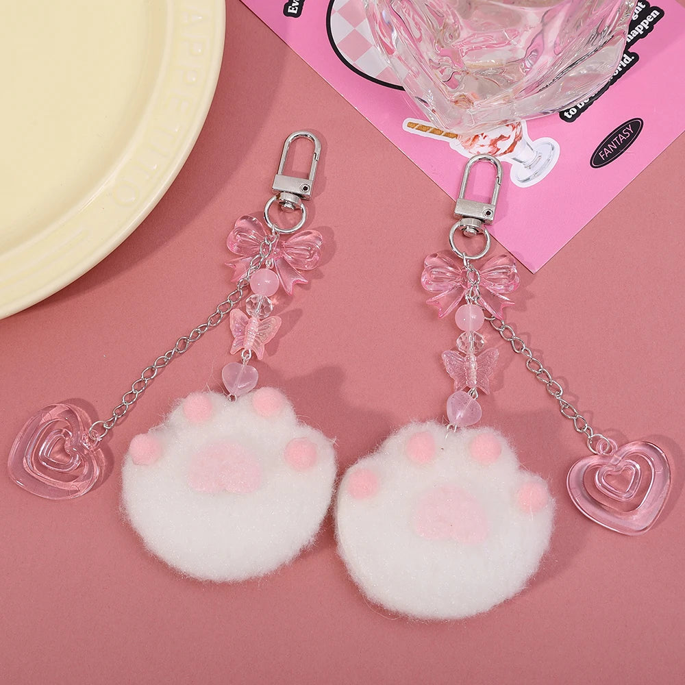 Cat Paw Plush Aesthetic Keychain 1 PC Cat Paw Keychain Accessories by The Kawaii Shoppu | The Kawaii Shoppu