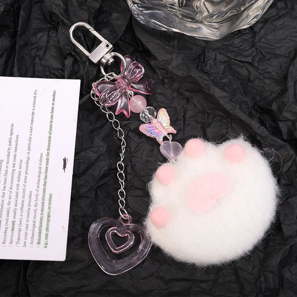 Cat Paw Plush Aesthetic Keychain 1 PC Cat Paw Keychain Accessories by The Kawaii Shoppu | The Kawaii Shoppu