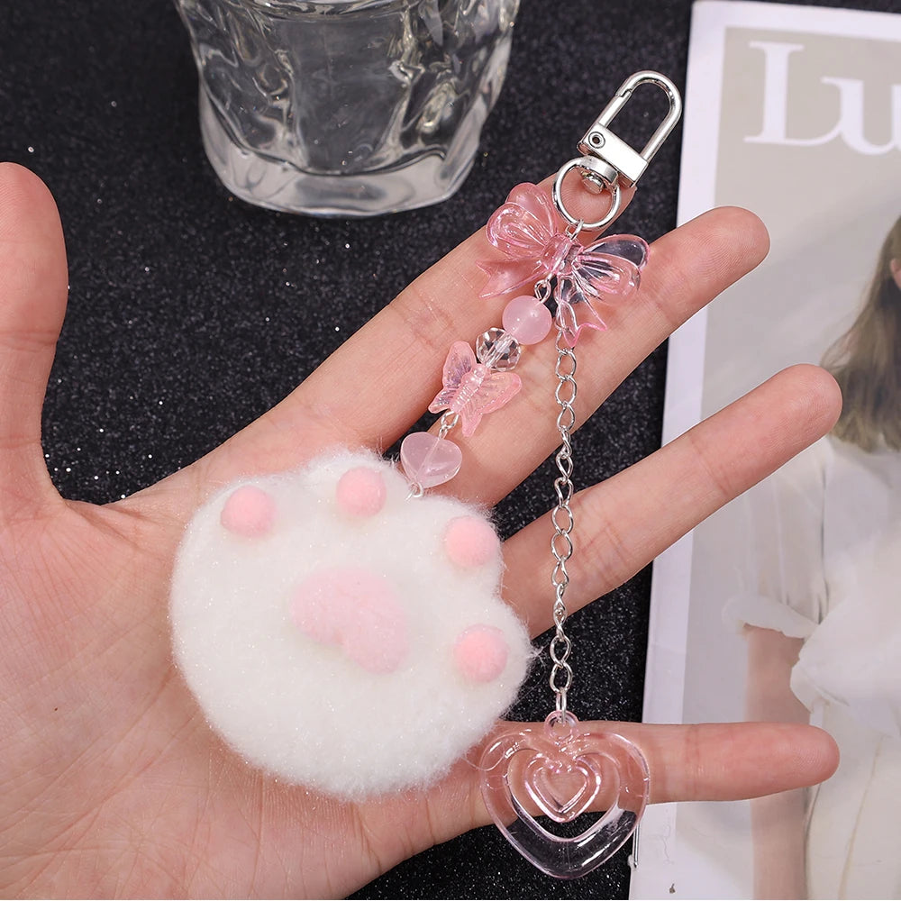 Cat Paw Plush Aesthetic Keychain 1 PC Cat Paw Keychain Accessories by The Kawaii Shoppu | The Kawaii Shoppu