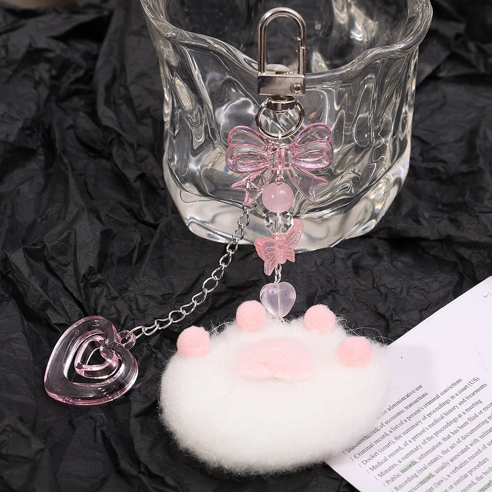 Cat Paw Plush Aesthetic Keychain 1 PC Cat Paw Keychain Accessories by The Kawaii Shoppu | The Kawaii Shoppu