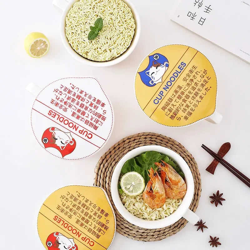 Ceramic Cat Ramen Noodle Soup Bowl with Lid Home & Kitchen by The Kawaii Shoppu | The Kawaii Shoppu