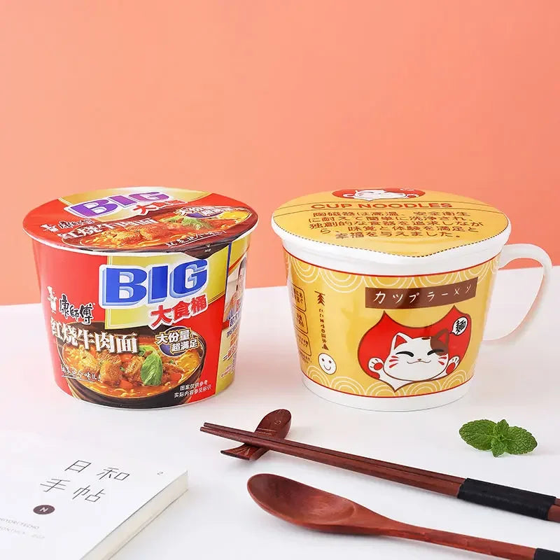 Ceramic Cat Ramen Noodle Soup Bowl with Lid Home & Kitchen by The Kawaii Shoppu | The Kawaii Shoppu