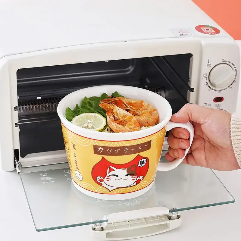 Ceramic Cat Ramen Noodle Soup Bowl with Lid Home & Kitchen by The Kawaii Shoppu | The Kawaii Shoppu