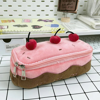 Cherry Cake Pencil Case Cute Large Capacity Stationery Bag for School & Desk Organisation