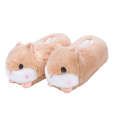 Chubby Hamster Plush Slippers Brown One size(230-260mm) Shoes by The Kawaii Shoppu | The Kawaii Shoppu