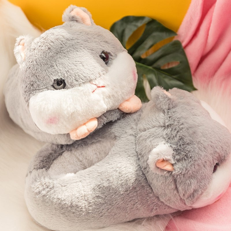 Chubby Hamster Plush Slippers One size(230-260mm) Shoes by The Kawaii Shoppu | The Kawaii Shoppu