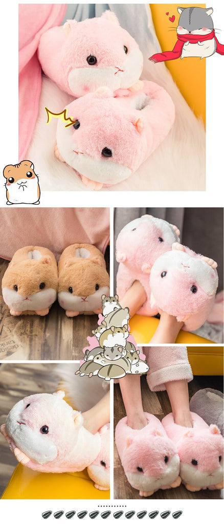 Chubby Hamster Plush Slippers One size(230-260mm) Shoes by The Kawaii Shoppu | The Kawaii Shoppu