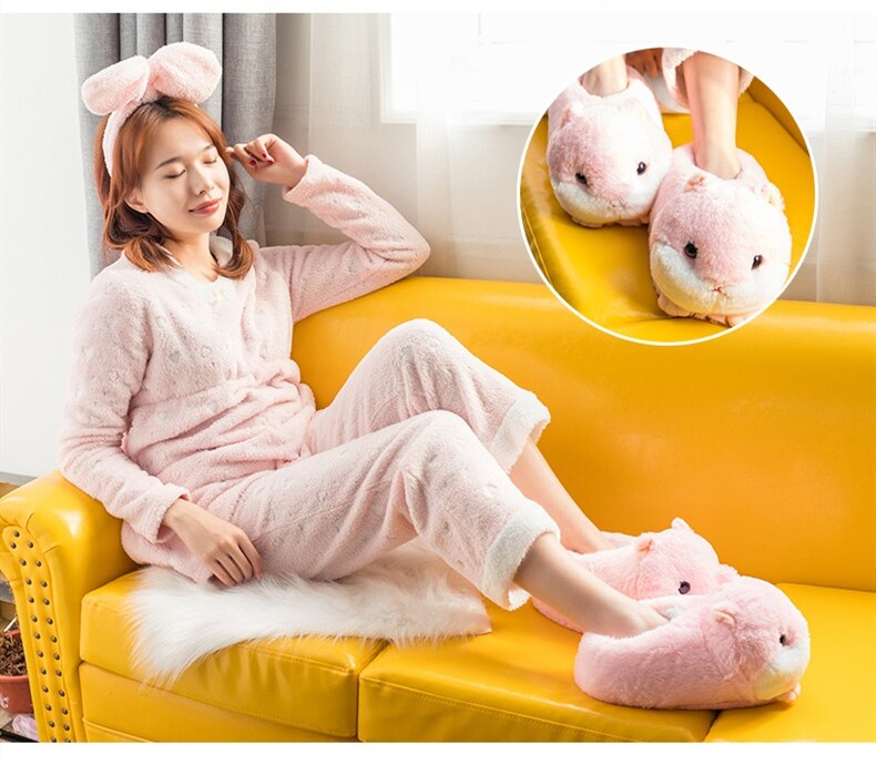 Chubby Hamster Plush Slippers One size(230-260mm) Shoes by The Kawaii Shoppu | The Kawaii Shoppu