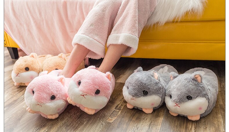 Chubby Hamster Plush Slippers One size(230-260mm) Shoes by The Kawaii Shoppu | The Kawaii Shoppu