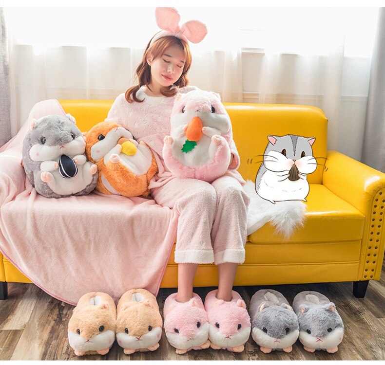 Chubby Hamster Plush Slippers One size(230-260mm) Shoes by The Kawaii Shoppu | The Kawaii Shoppu