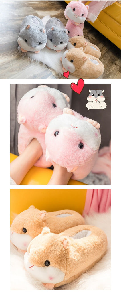 Chubby Hamster Plush Slippers One size(230-260mm) Shoes by The Kawaii Shoppu | The Kawaii Shoppu