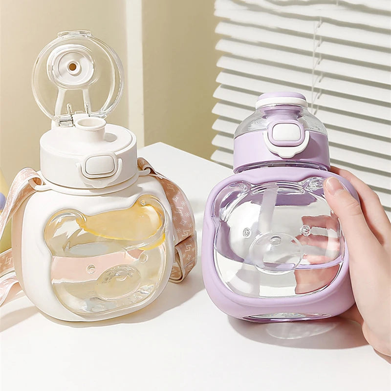 Cloud Bear Cute Plastic 1L Water Bottle 1000ML Bottle by The Kawaii Shoppu | The Kawaii Shoppu