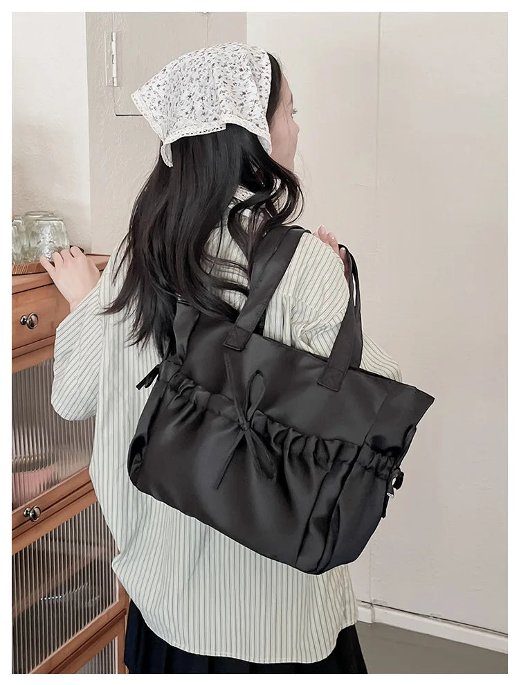 Cottage Core Elegant Bow Totebag 40X10X25cm by The Kawaii Shoppu | The Kawaii Shoppu