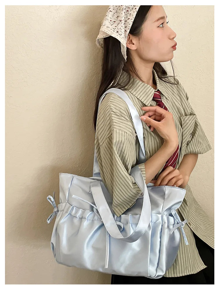 Cottage Core Elegant Bow Totebag 40X10X25cm by The Kawaii Shoppu | The Kawaii Shoppu