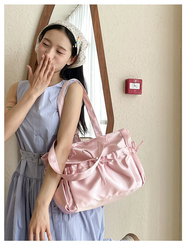 Cottage Core Elegant Bow Totebag 40X10X25cm by The Kawaii Shoppu | The Kawaii Shoppu
