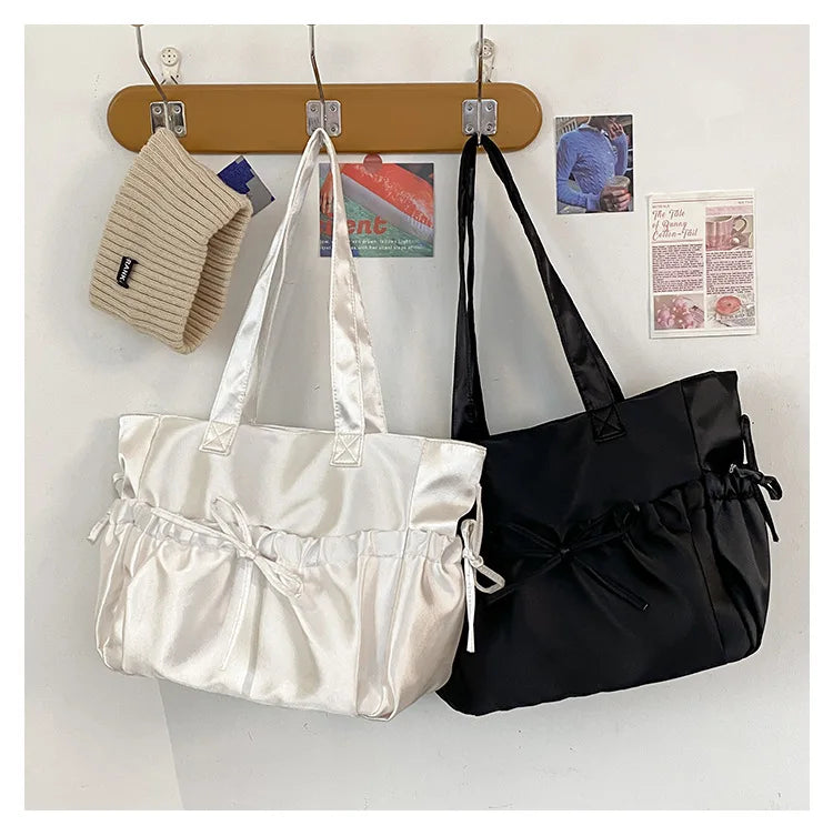 Cottage Core Elegant Bow Totebag 40X10X25cm by The Kawaii Shoppu | The Kawaii Shoppu