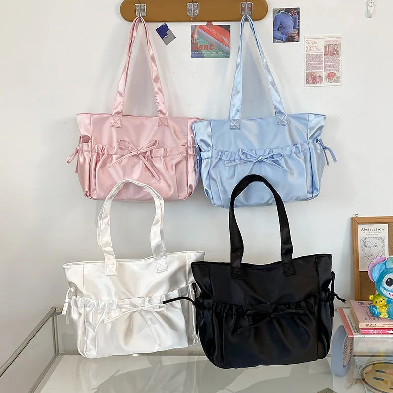 Cottage Core Elegant Bow Totebag 40X10X25cm by The Kawaii Shoppu | The Kawaii Shoppu