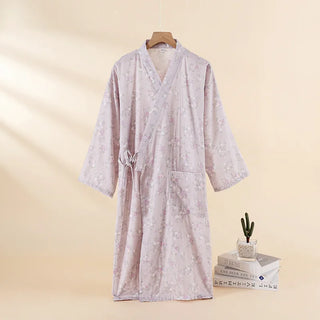 Cotton Cherry Blossom Kimono Robe – Women’s Lightweight Summer Nightgown