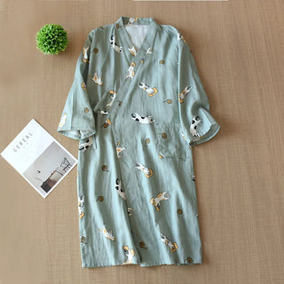 Cotton Cherry Blossom Kimono Robe – Women’s Lightweight Summer Nightgown
