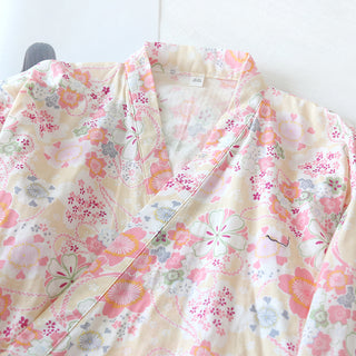 Cotton Cherry Blossom Kimono Robe – Women’s Lightweight Summer Nightgown
