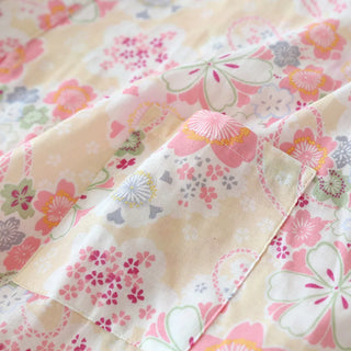 Cotton Cherry Blossom Kimono Robe – Women’s Lightweight Summer Nightgown