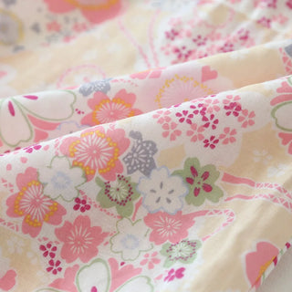Cotton Cherry Blossom Kimono Robe – Women’s Lightweight Summer Nightgown