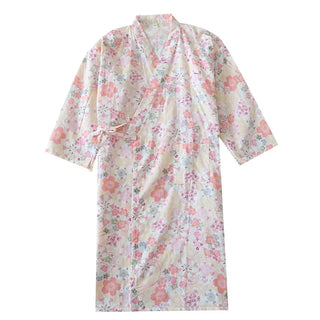 Cotton Cherry Blossom Kimono Robe – Women’s Lightweight Summer Nightgown