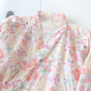 Cotton Cherry Blossom Kimono Robe – Women’s Lightweight Summer Nightgown