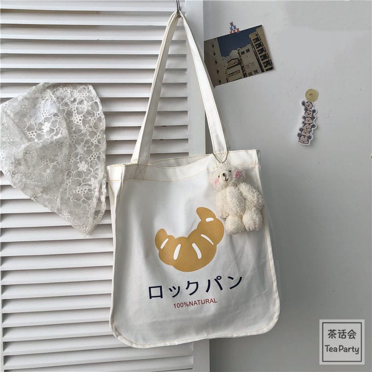 Croissant Tote Shopping Bag Bags The Kawaii Shoppu