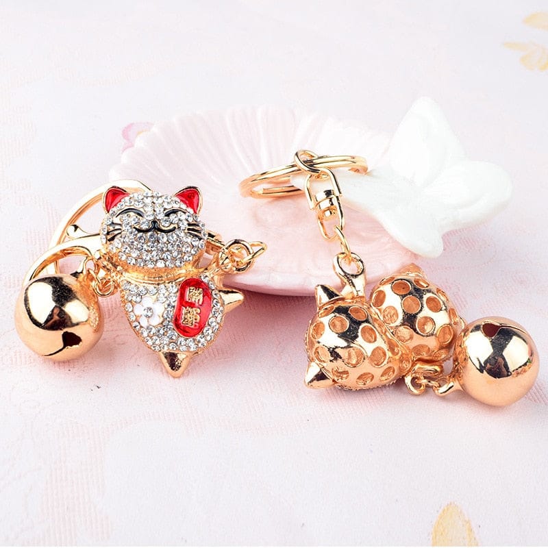 Crystal Gem Maneki Neko Keyring null The Kawaii Shoppu