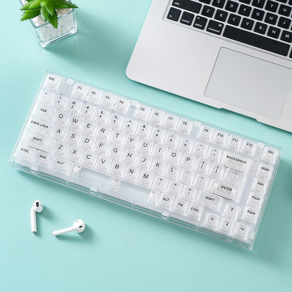 Crystal X75 Wired 82 Keys Hot Swap Mechanical Keyboard Transparent White Keyboard by The Kawaii Shoppu | The Kawaii Shoppu