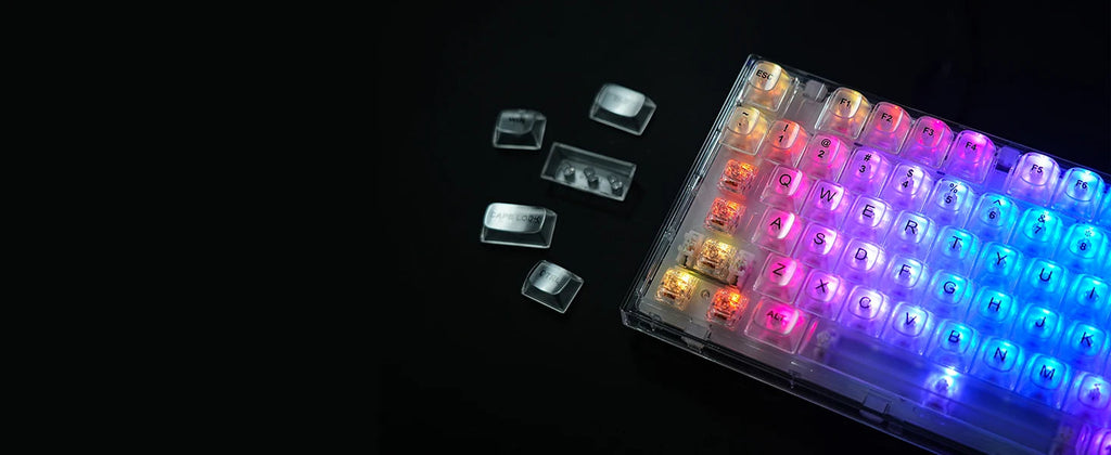 Crystal X75 Wired 82 Keys Hot Swap Mechanical Keyboard Transparent White Keyboard by The Kawaii Shoppu | The Kawaii Shoppu