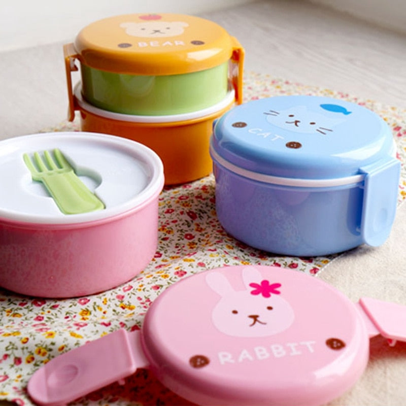 Cute Animal Double-layer Round Mini Lunch Bento Box Home & Kitchen by The Kawaii Shoppu | The Kawaii Shoppu