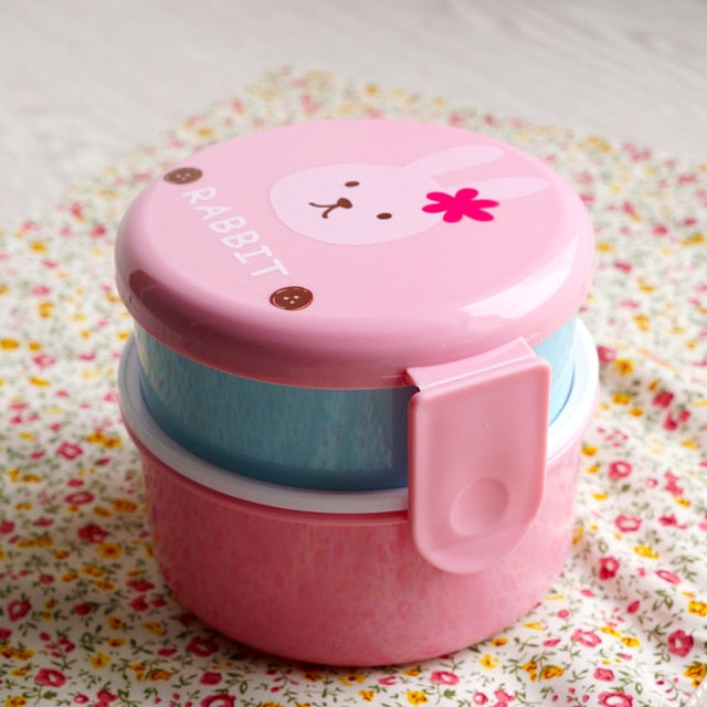 Cute Animal Double-layer Round Mini Lunch Bento Box Pink Home & Kitchen by The Kawaii Shoppu | The Kawaii Shoppu